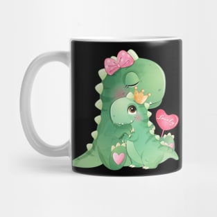 Cute dinosaur mother and baby illustration Mug